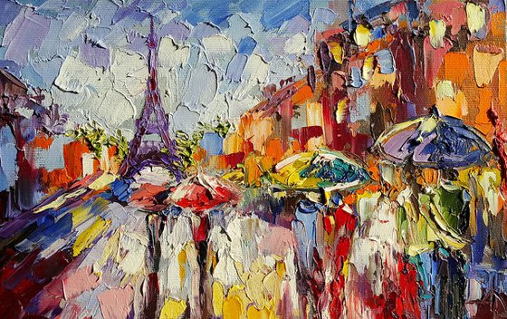 Rainy morning in Paris - Paris, cityscape, colored umbrella, rain in Paris, cityscape Paris, umbrella, people in the rain, rain