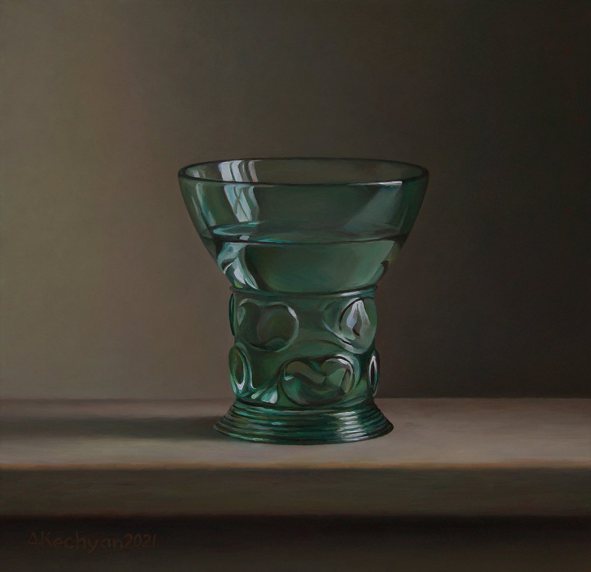 Photorealistic Still Life Oil Painting By Albert Kechyan, 12 X 11, Berkemeyer, Original Artwork