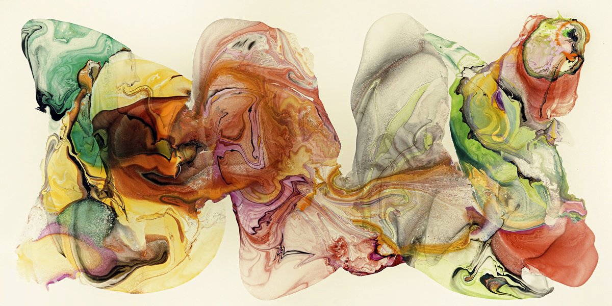 Abstract Oil Painting By Fintan Whelan, 79 X 39, Ethereal Gestures, Original Artwork