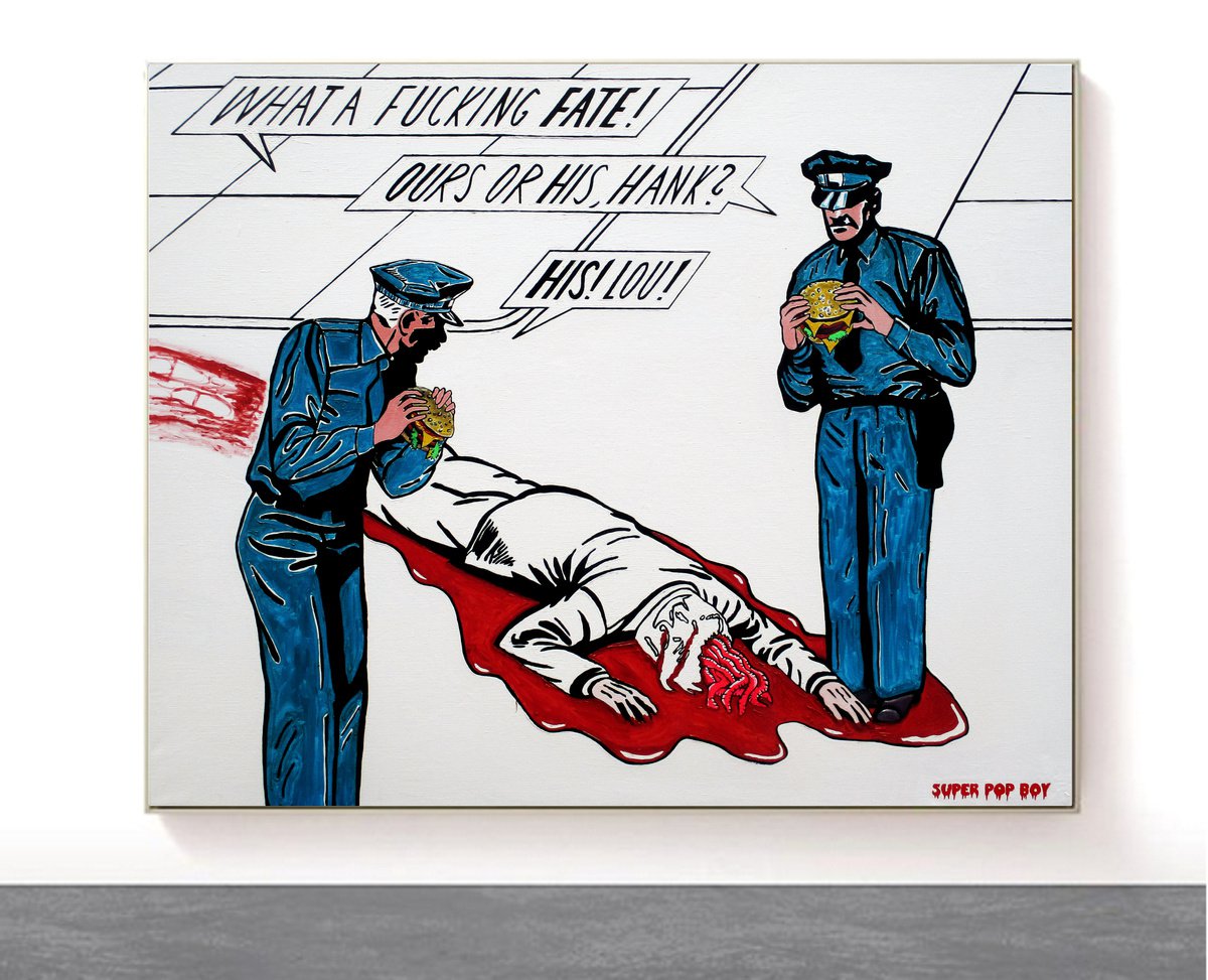 Urban And Pop Portrait Acrylic Painting By Super Pop Boy, 79 X 63", Hank And Lou, Original Artwork