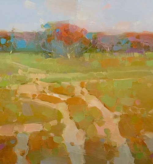 Path, Landscape oil painting, Handmade artwork, Large Size by Vahe Yeremyan