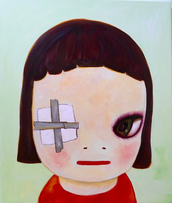 Studying Yoshitomo Nara portraits, The girl with a  eye patch