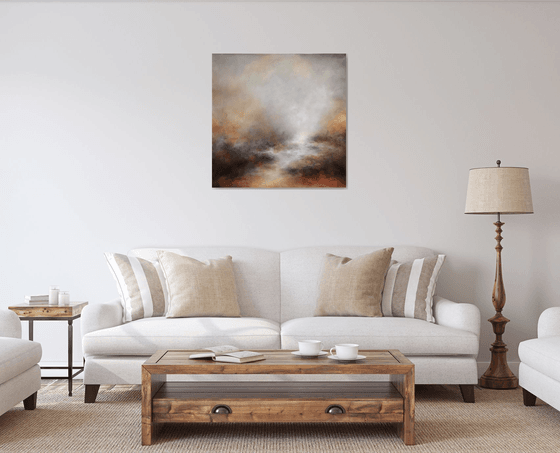 Calm emotions 70X70cm - GOLD PARTICLES 70X70CM DECOR MODERN URBAN ART OFFICE ART HOME DECOR GIFT IDEA ORIGINAL ACRYLIC PAINTING LANDSCAPE GIFT (2020)