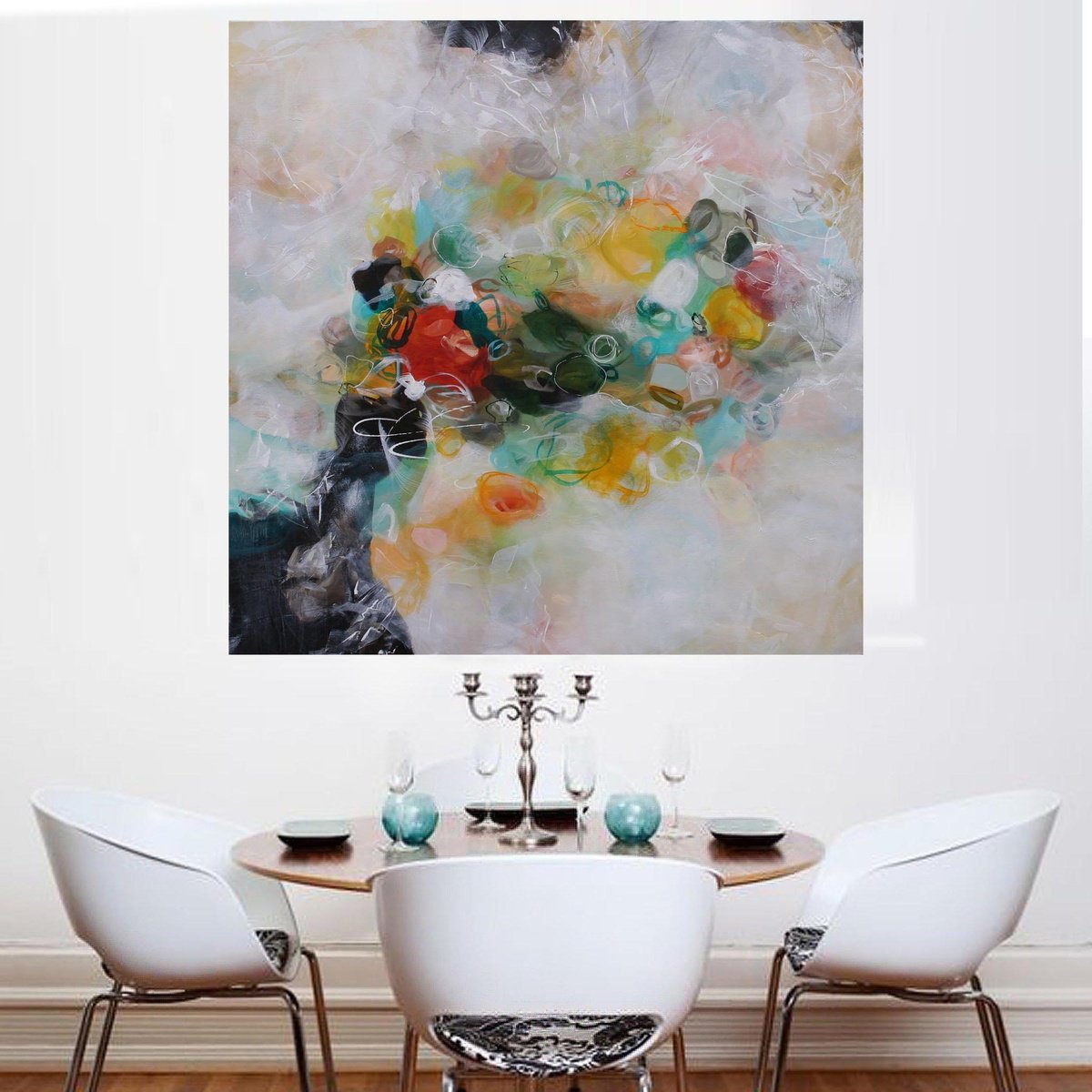 Organic Abstract Acrylic Painting By Susan Wooler, 39 X 39", Nectar For The Bees, Original Artwork