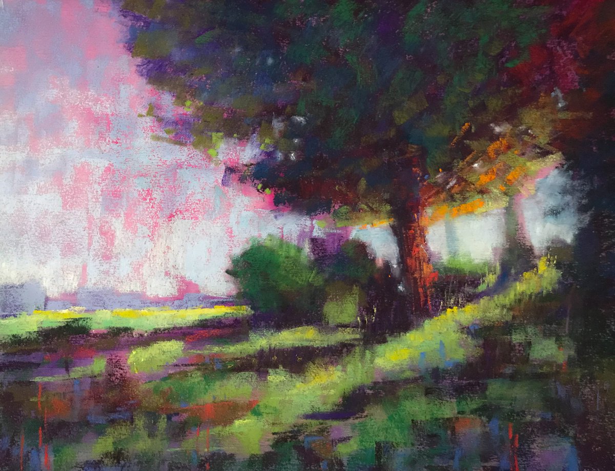Impressionistic Landscape Pastel Drawing By Deke Wightman, 11 X 9, Just Out Of Sight, Original Artwork