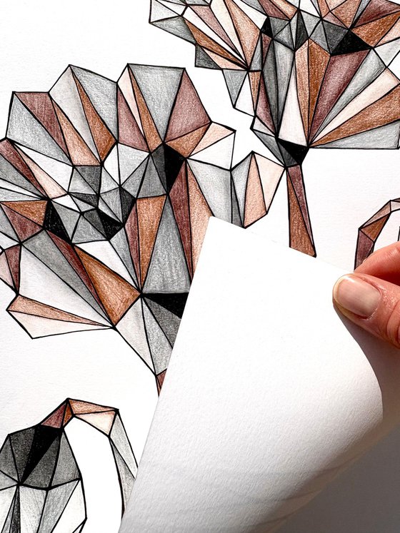 TERRACOTTA POPPIES IN STAINED GLASS LIGHT