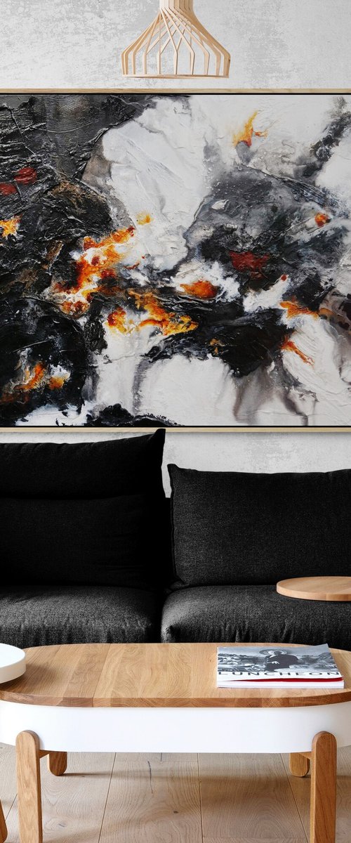 Rusted Charcoal 160cm x 100cm Textured Abstract Art by Franko