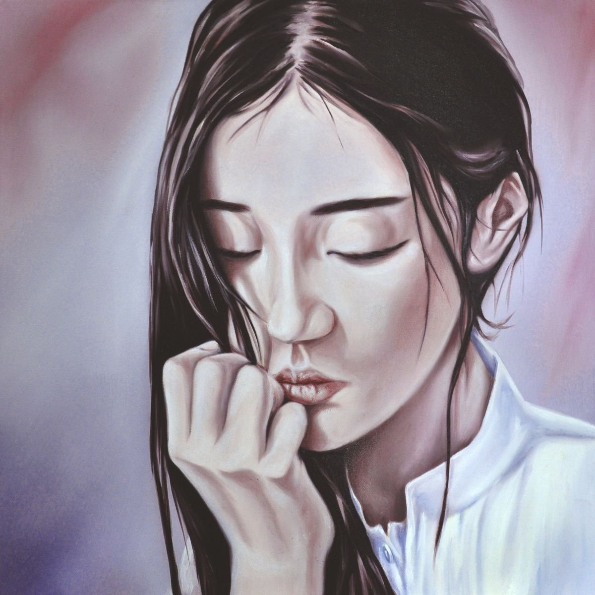 Photorealistic Portrait Oil Painting By Mullo Art, 24 X 24", A Step Beyond, Original Artwork