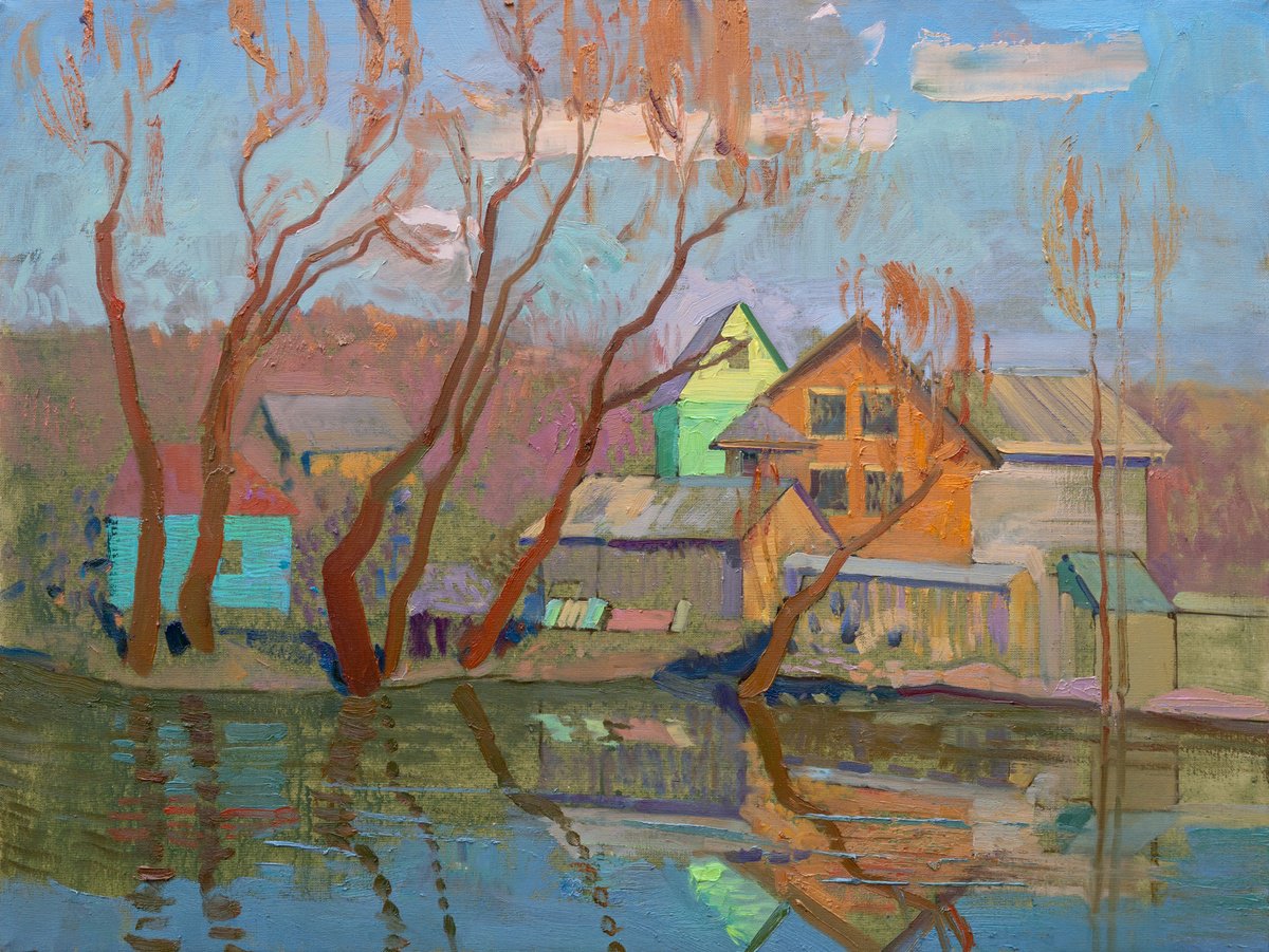 Sunny Day On The River By Victor Onyshchenko, 31 X 24, Artwork For Sale On Artfinder