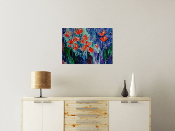 Poppies in Summer Garden