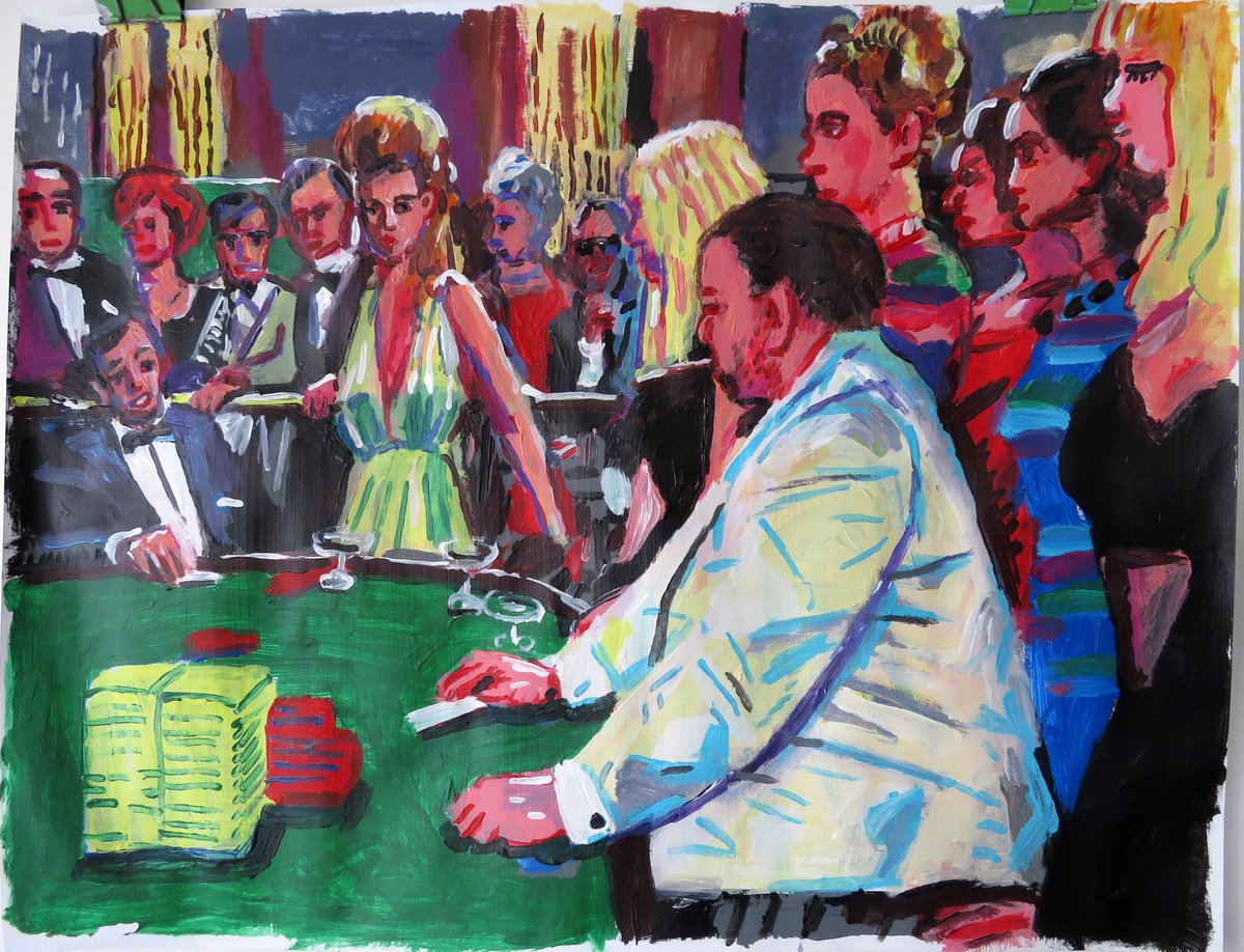 Illustrative Acrylic Painting , Casino Royal By Stephen Abela, 28 X 22, Artwork For Sale On Artfinder