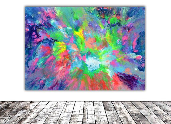 40X30'' FREE SHIPPING - A New Hope 1 - Large Ready to Hang Abstract Painting - XXXL Huge Colourful Modern Abstract Big Painting, Large Colorful Painting - Ready to Hang, Hotel and Restaurant Wall Decoration