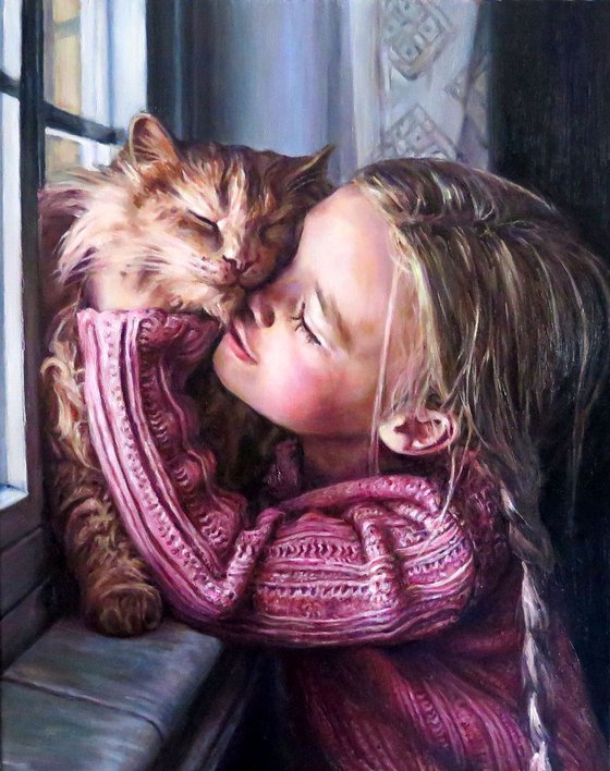 Winter Warmness, Contemporary, Children, Animals