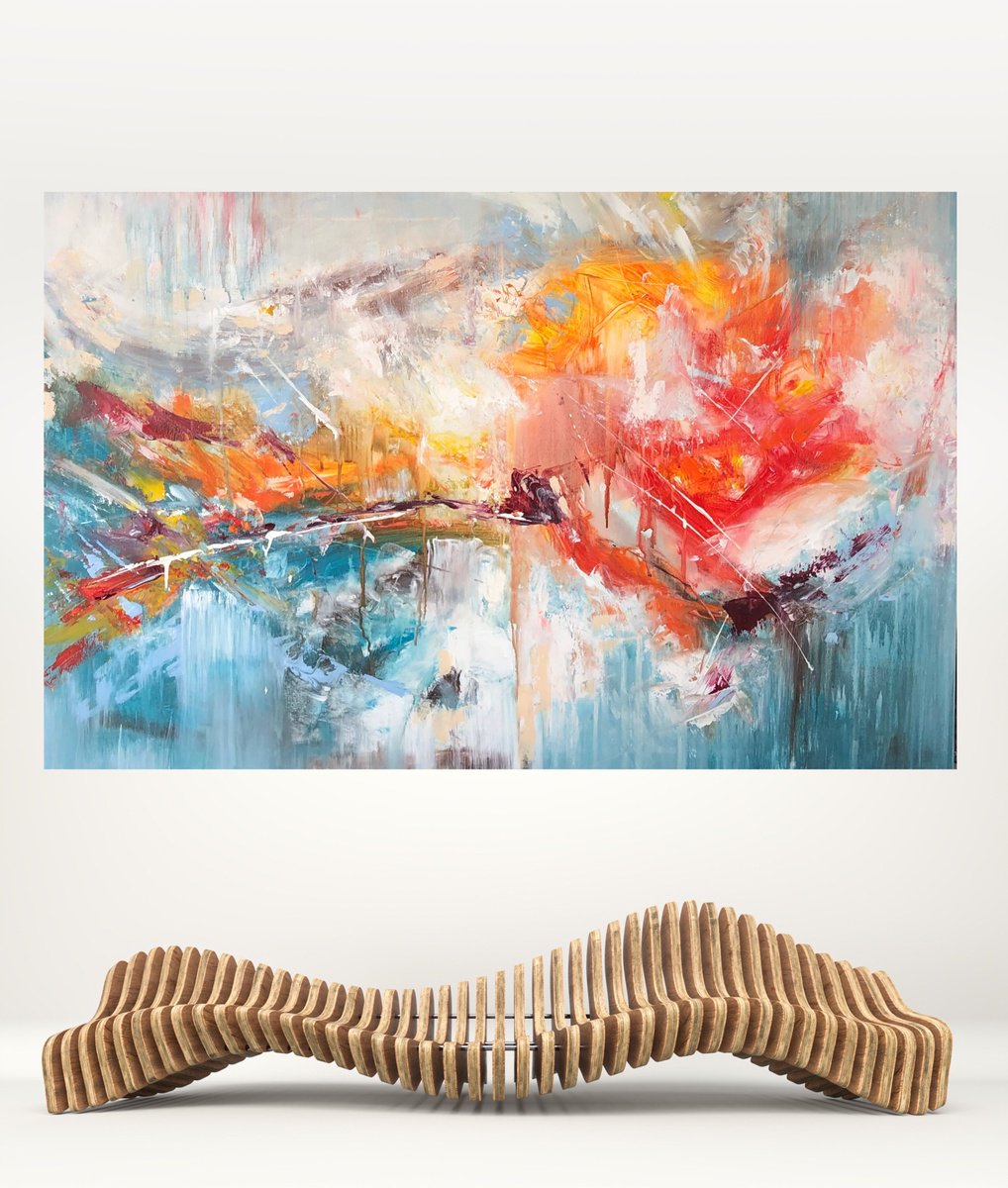 Abstract Acrylic Painting By Snezana Djordjevic, 45 X 30", Two Souls-2, Original Artwork