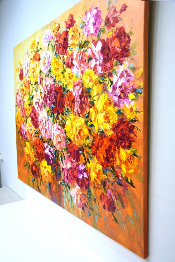 A large bouquet of roses.