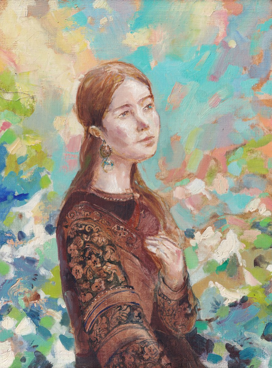 Girl in the garden by Yuri Ermolaev