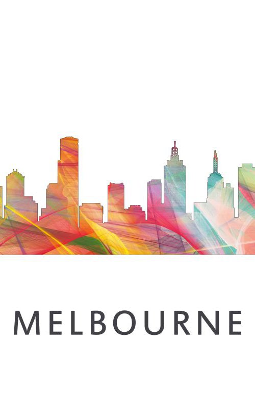 Melbourne Australia Skyline 2 WB1 by Marlene Watson