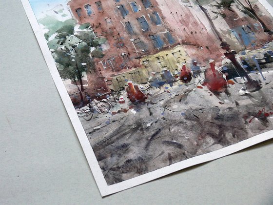 Amsterdam, urban watercolor.