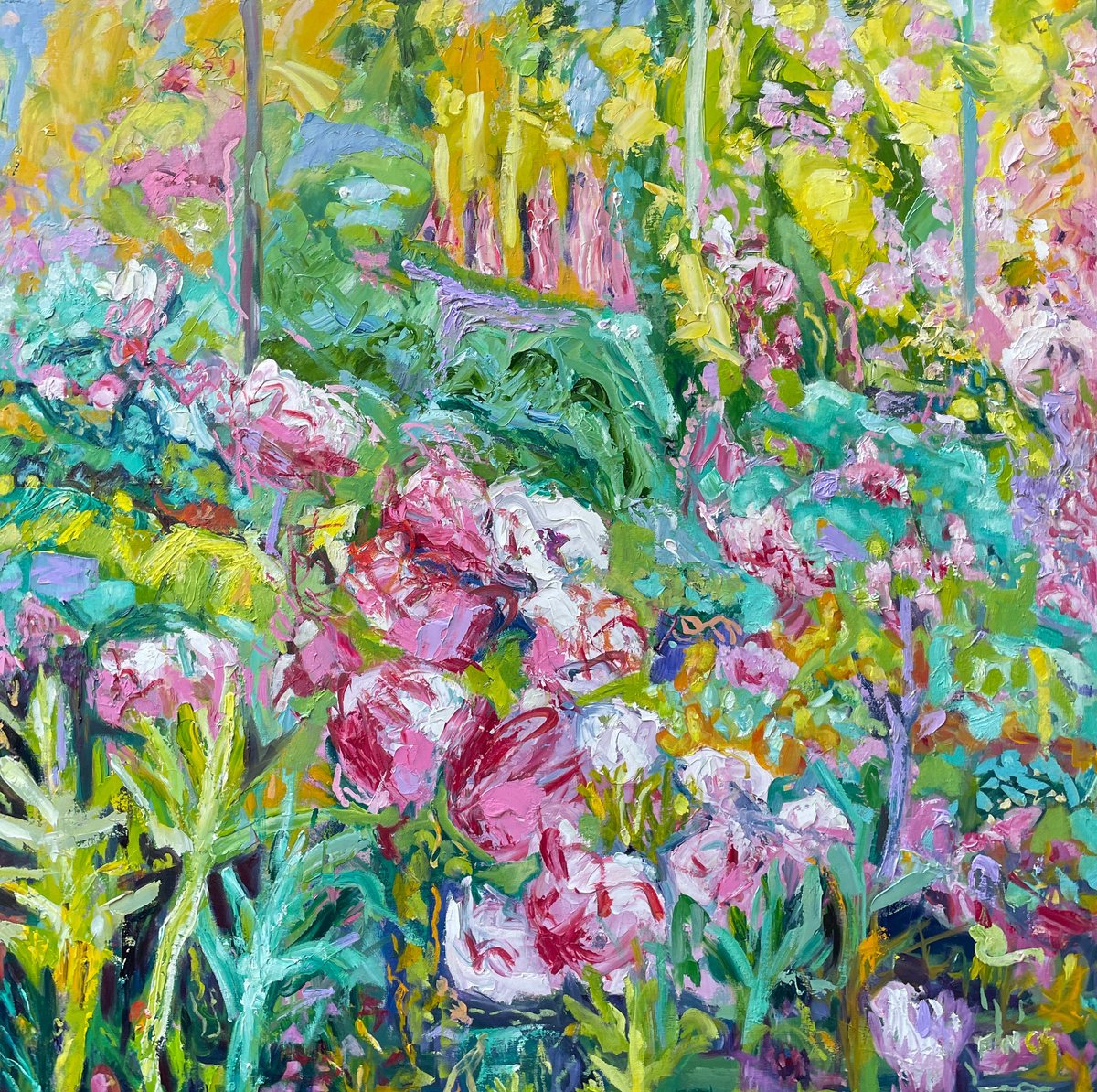 TREE FERNS AND RHODODENDRONS (2022) Oil painting by Maureen Finck