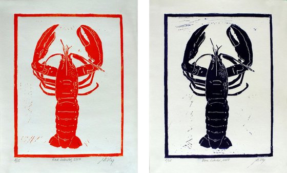 Red an Blue Lobster, Set of 2
