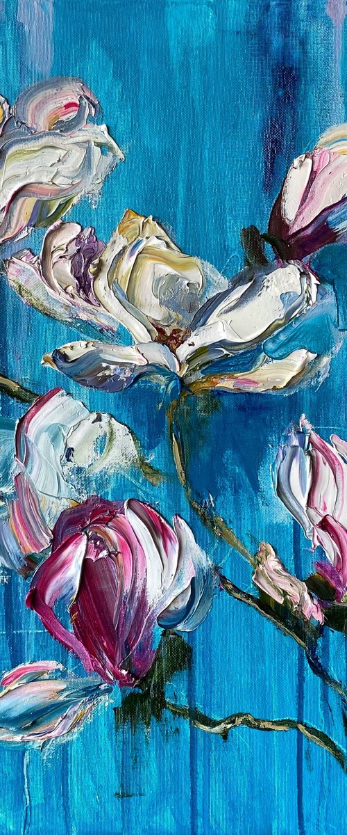 Magnolia on Turquoise by Mily Art