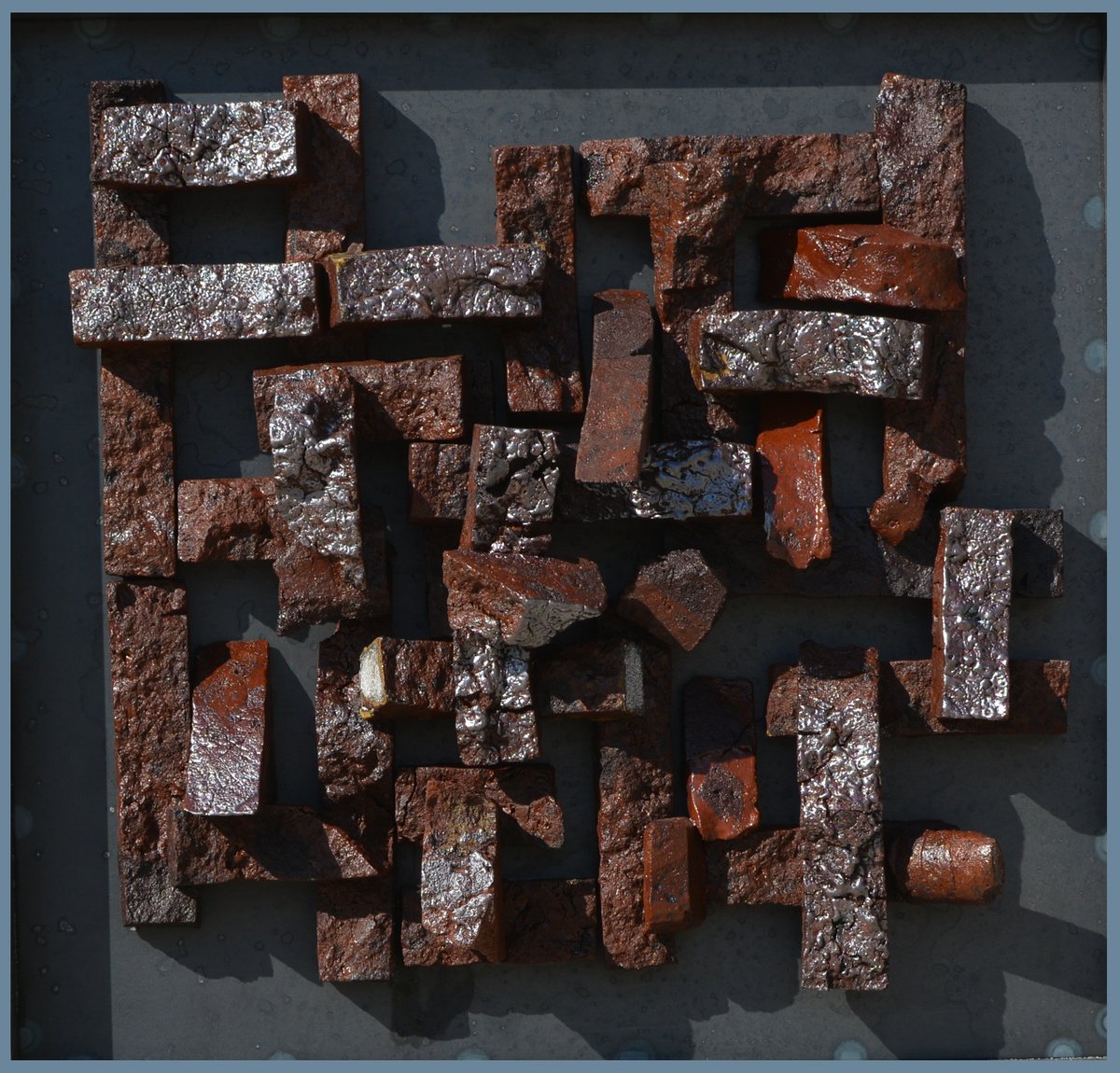 Expressive Abstract Relief By Ognyan Chitakov, 17 X 16", "Quatrain Of Seven Steps", Original Artwork