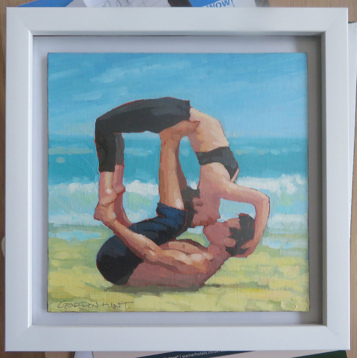 Impressionistic Portrait Oil Painting By Gordon Hunt, 10 X 10, Yoga Goals, Original Artwork