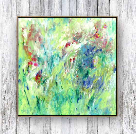 Lost In A Meadow - Abstract Floral art painting by Kathy Morton Stanion