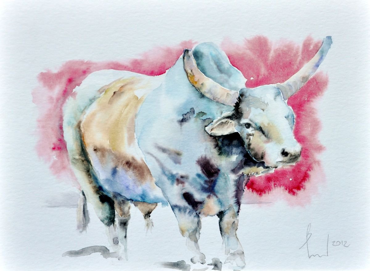 CORRIDA II original watercolour by Beata van Wijngaarden