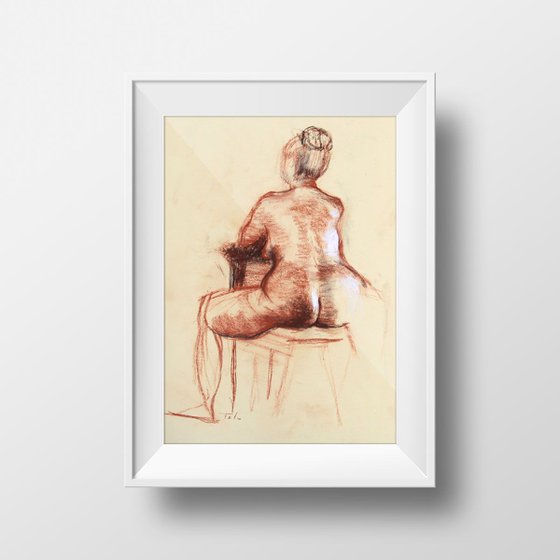 Back of Seated Female Nude on Drawing Horse