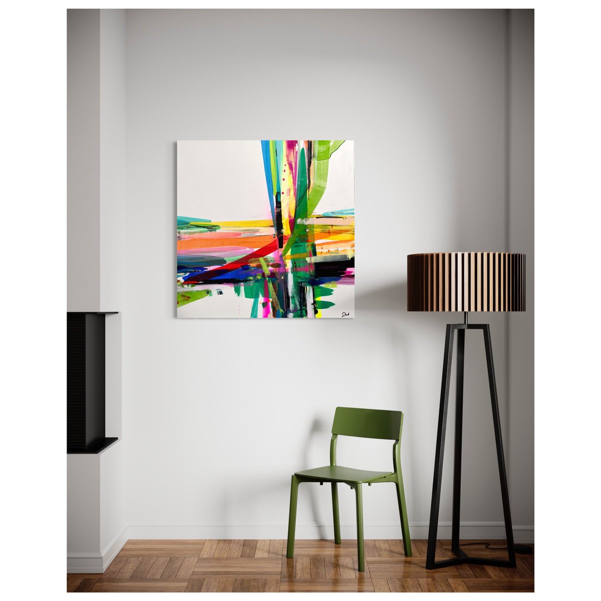 Expressive Abstract Acrylic Painting By Maria Esmar, 39 X 39", Harmony In Motion, Original Artwork