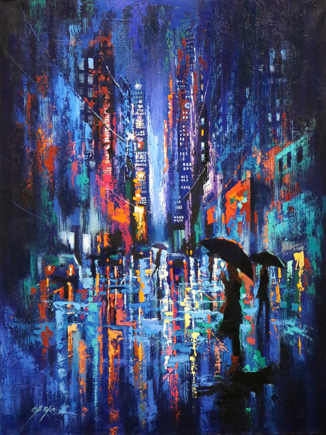 BLUE RAIN Oil painting by Chin H Shin | Artfinder