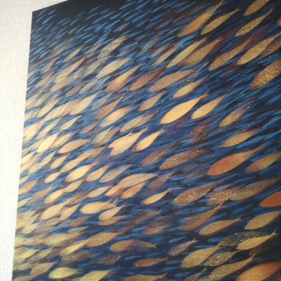 Fish nº86 / Extra large painting  #Gold series