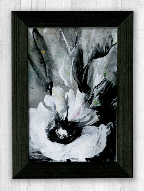 Midnight Blooms 13 - Framed Floral Painting by Kathy Morton Stanion by Kathy Morton Stanion