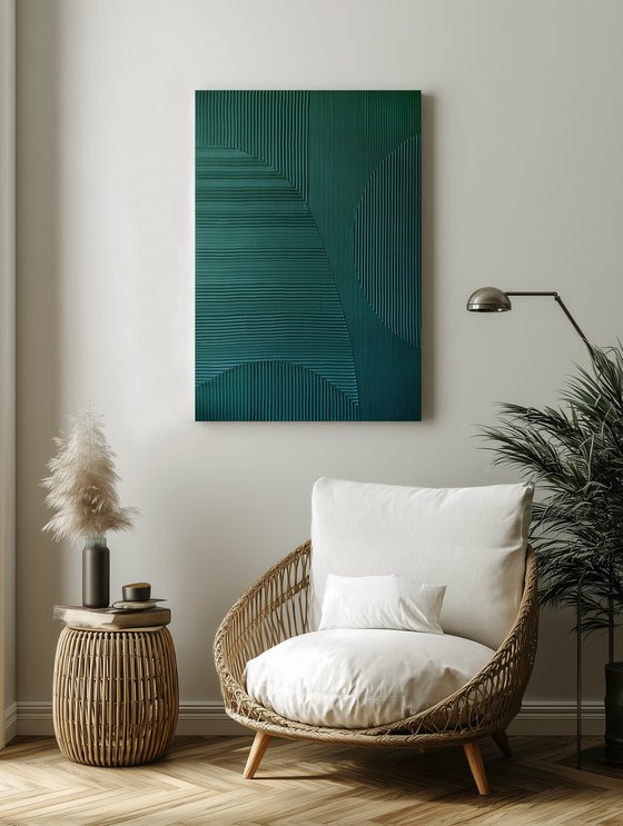 "Field 5" Abstract emerald high textured art