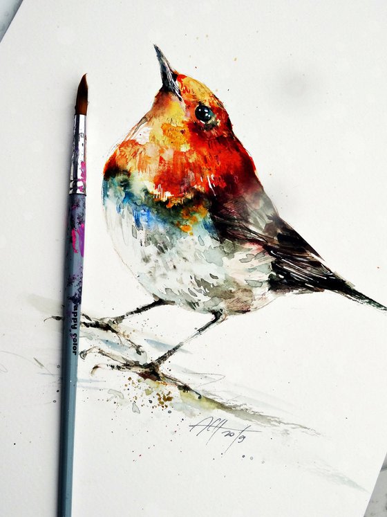 robin original watercolour