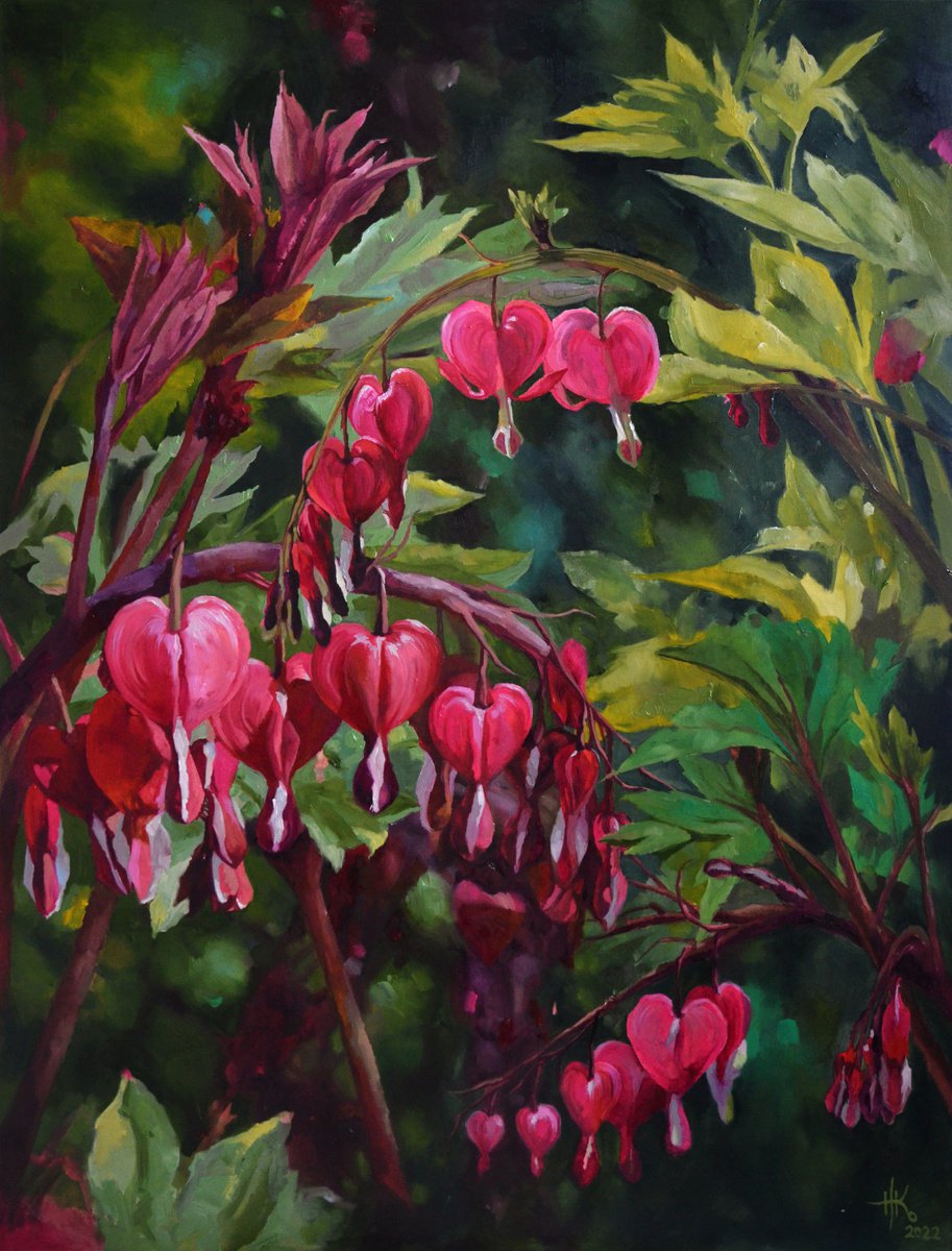 Expressive Botanical Oil Painting By Zhanna Kondratenko, 35 X 47", Tender Melody Of The Wind, Original Artwork