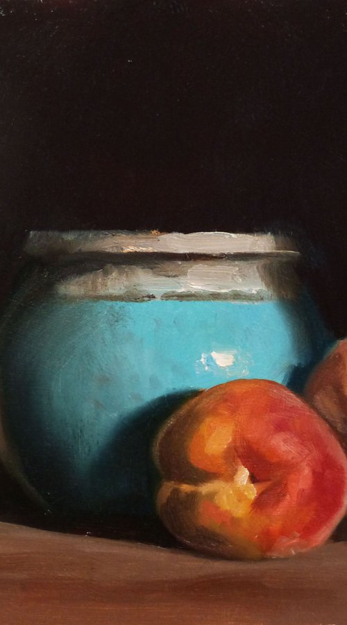 Abricots et Pot Bleu by Pascal Giroud