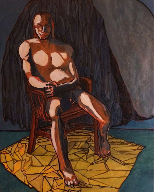 Nude Man Seated by Leon Sarantos