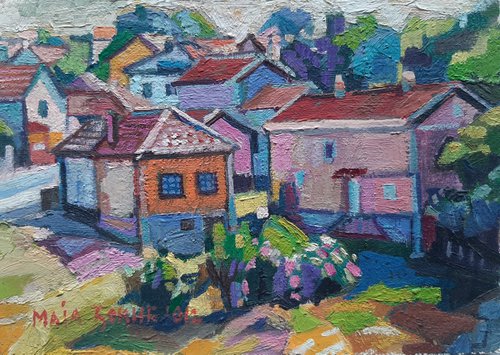 Village NO.8 miniature 16x11 cm by Maja Đokić Mihajlović