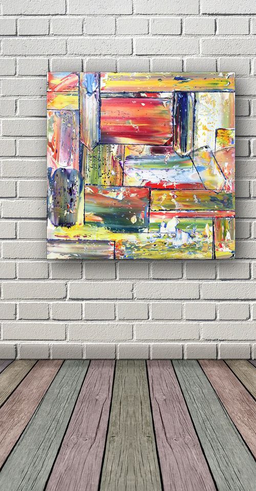 "Making Plans" - FREE USA SHIPPING - Original PMS Oil Painting On Canvas - 20" x 20" by Preston M. Smith (PMS)