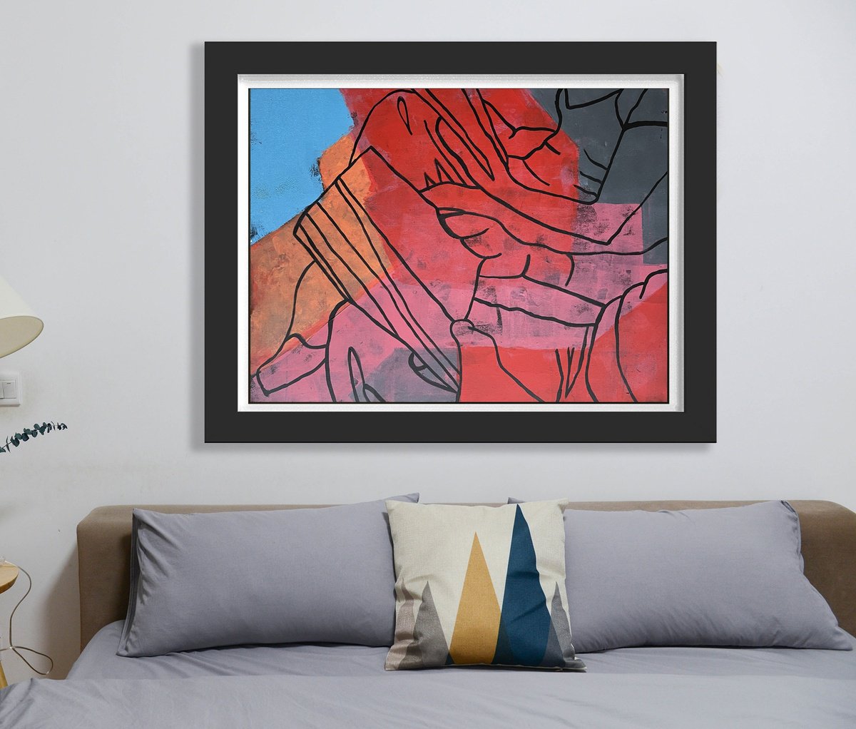 Illustrative Portrait Acrylic Painting By Nick Molloy, 41 X 35", Twin Readers, Original Artwork