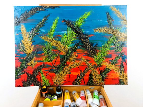 Grass And Turquoise Sky