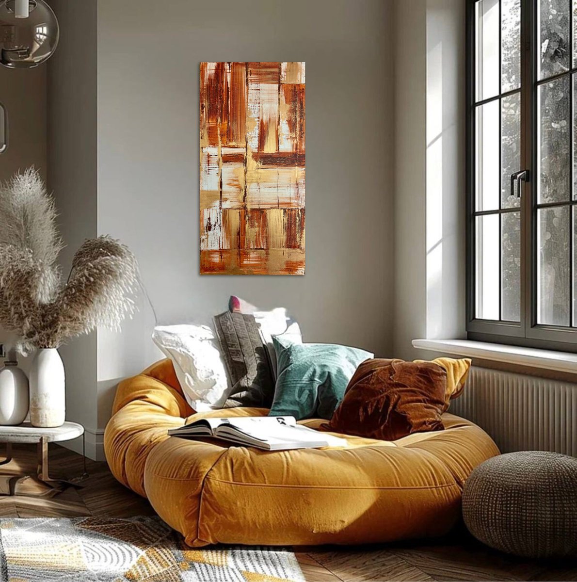 Field Of Study Ochre 50X100X2 Cm By Exclusive Arts, 20 X 39, Artwork For Sale On Artfinder