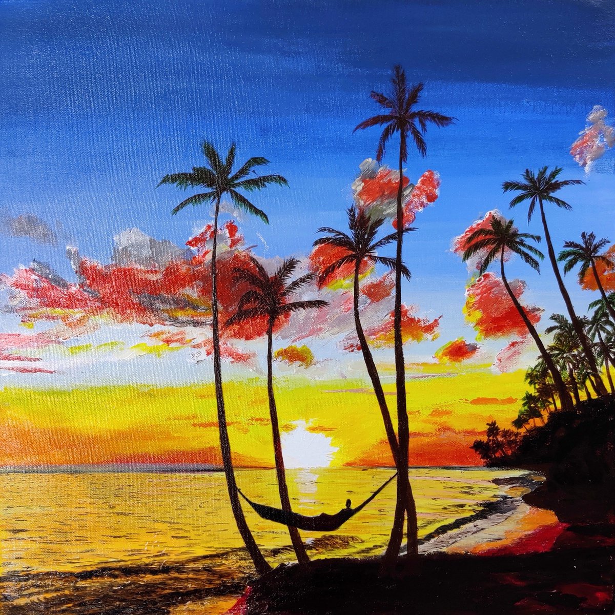 hawaiian holiday , Original Stretched Acrylic Painting , 2020 by Kashika