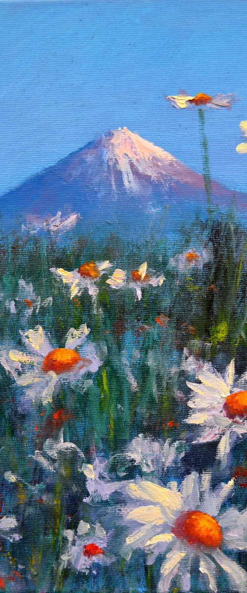 Japanese meadow daisies 40X30 by Elena Lukina