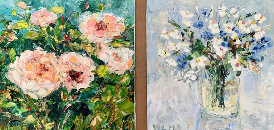 Floral Miniature Oil Painting