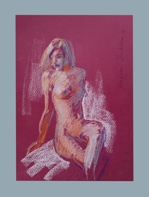 Nude on magenta by Helen Shukina