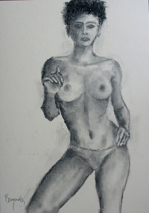 Female Figure 43 Charcoal Sketch by Juri Semjonov
