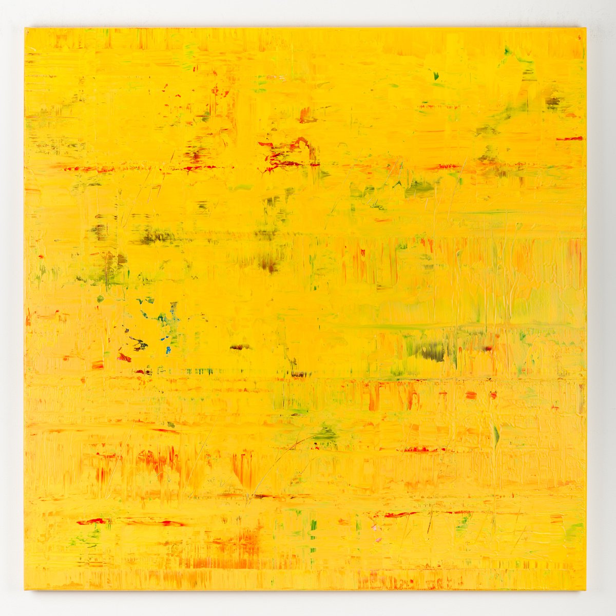 Abstract Acrylic Painting By Radek Smach, 39 X 39", Yellow Gf749, Original Artwork